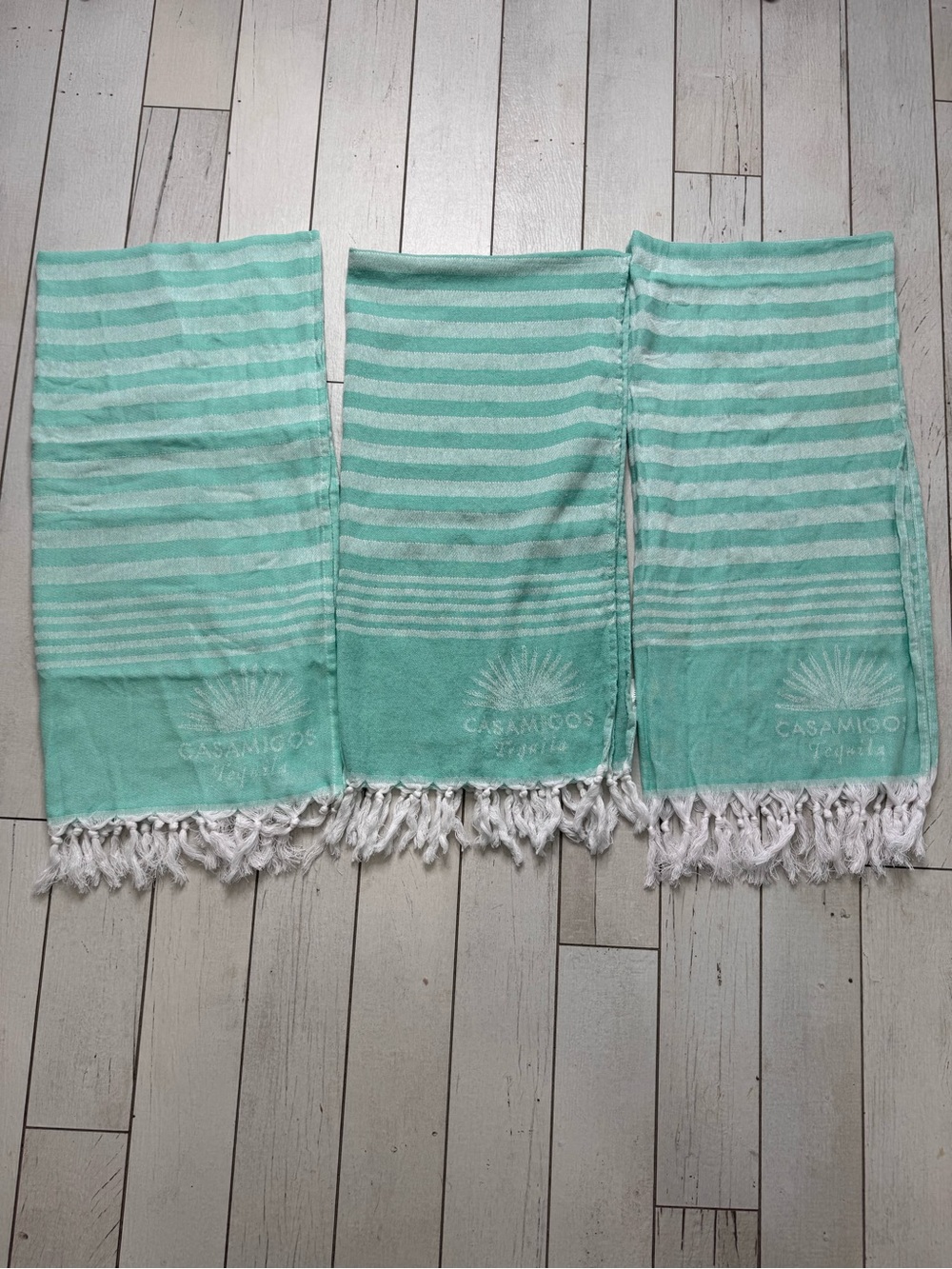 3-Casamigos Tequila Turkish Style Bar Towels 54  x 27  Turquoise White Cotton